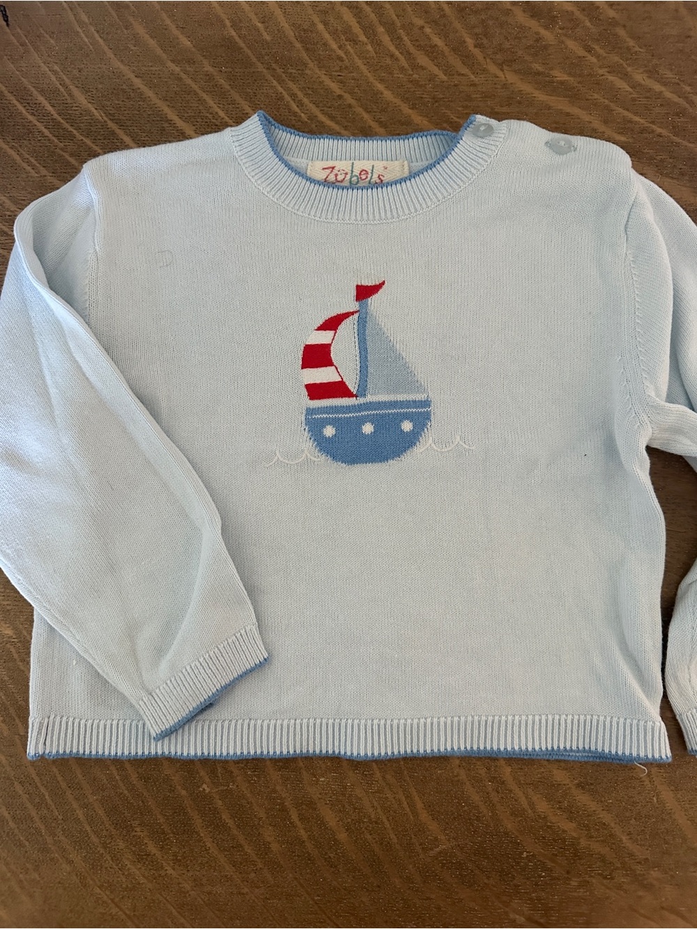 Zubels Light Blue Knit Sailboat Sweater for Kids